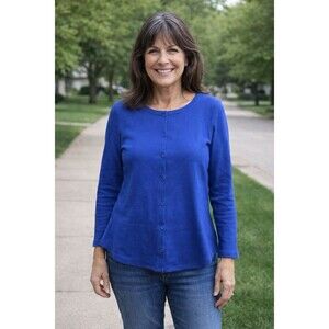 FH Clothing Co Womens XS Asymmetric Sweater Pullover Artsy Boxy Knit Blue